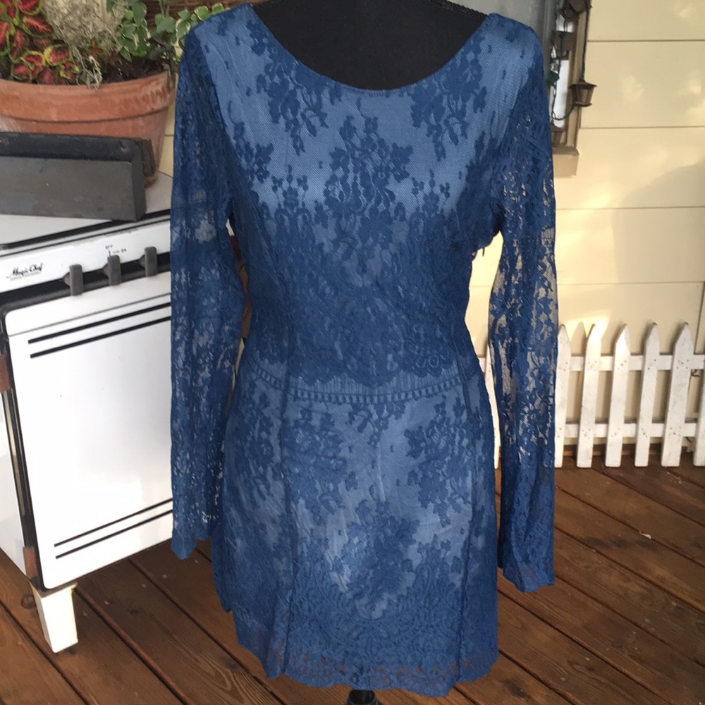 Blue Free People lace dress